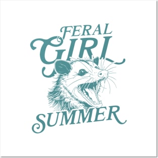 Feral Girl Summer Funny Opossum Vintage Posters and Art